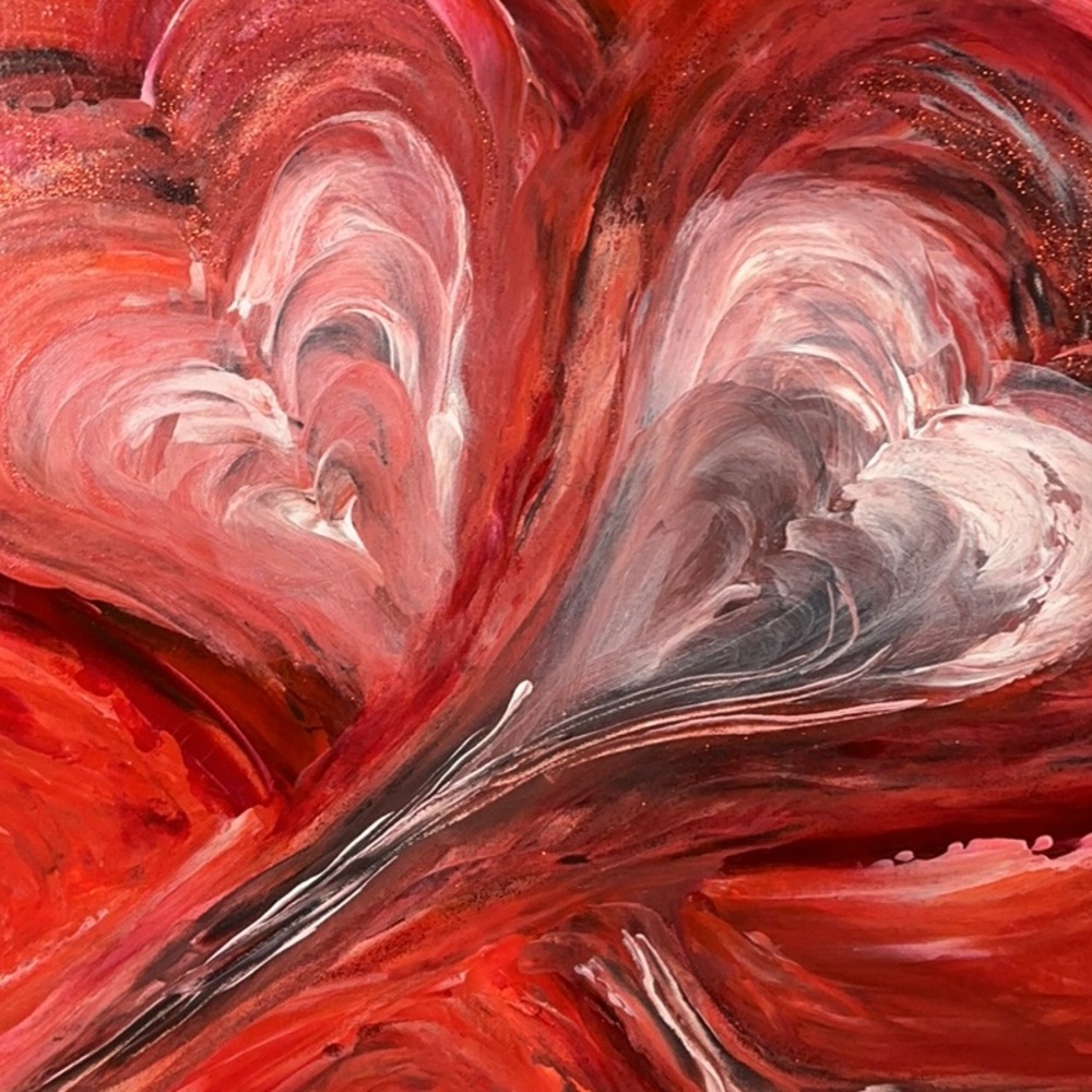 Romantic Hearts Painting Original Artwork Medium Wall Decor - Picture 16 of 16